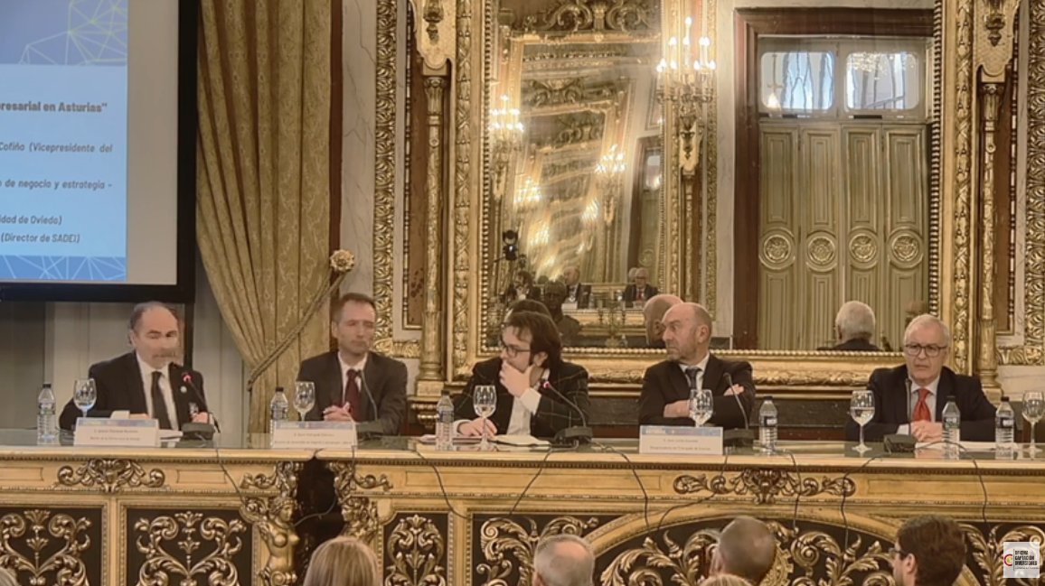 Mesa redonda "Sectores estratégicos que refuerzan la inversión empresarial en Asturias".

<a href="/Villaverde_UO/">Nacho Villaverde</a>, Rector de <a href="/uniovi_info/">Universidad Oviedo</a> 
David Gonzalez, Director de desarrollo de <a href="/IdonialTech/">Idonial</a> 
Juan Cofiño, vicepresidente de <a href="/GobAsturias/">Principado de Asturias</a> 
<a href="/RamiroLomba/">Ramiro Lomba</a> , Director de <a href="/sadeiAsturias/">sadei</a>