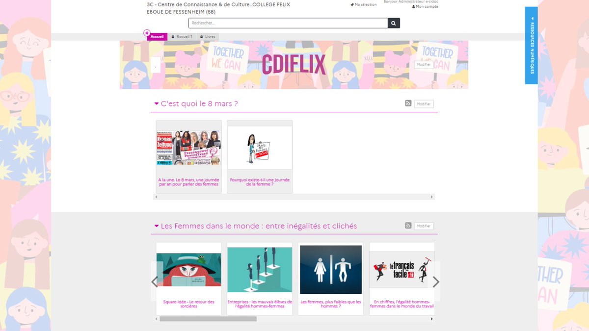 metaprofdoc's tweet image. ♀️💪 Le CDI et Esidoc se mettent au 8 mars

👉tout comprendre sur le féminisme et l&apos;égalité fille-garçon
👉portraits de figures féminines
👉les autrices et illustratrices à lire
👉les héroïnes (ultra) badass, etc.

#profdoc #esidoc #lecture #8mars⤵️
…lege-felix-eboue-fessenheim.esidoc.fr