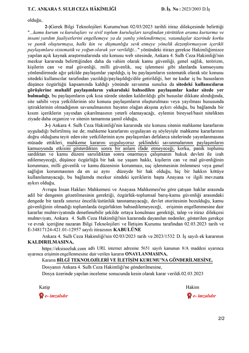 sozluk's tweet photo. dün gece, tarafımıza hiçbir bilgi verilmeksizin ankara 5. sulh ceza hakimliği tarafından, lehimize verilen itirazın kabulüne ilişkin kararın BTK’nın itirazı üzerine kaldırıldığını öğrendik. konuya ilişkin açıklamamıza ve karara buradan ulaşabilirsiniz:
#ekşisözlüksansürükalksın https://t.co/PmIRZLVY2G