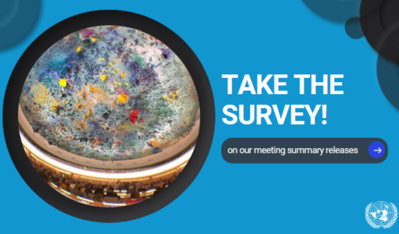 UNGeneva's tweet photo. We want to hear from YOU!
If you follow meetings at @UNGeneva and read our meeting summaries, please give us your feedback through this quick survey.

Please help us assess our meeting summaries👉 https://t.co/xsiH1AXlUm
➕ℹ️ https://t.co/PzLqsbcvEg https://t.co/YucDZ1wsDR