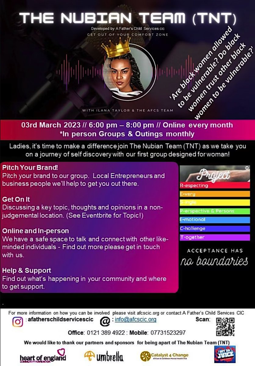 afcscic's tweet photo. Step Out of Your Comfort Zone
Today  at 18:00 - 20:00
We are back with our 3rd FREE group discussion with The Nubian Team (TNT) 

To find out more https://t.co/Wonk1fl1So

or visit our website : https://t.co/LdrU6Nq15R

#Women #free #birmingham #realtalk #women #BIRMINGHAM https://t.co/0RjkbWrrGv