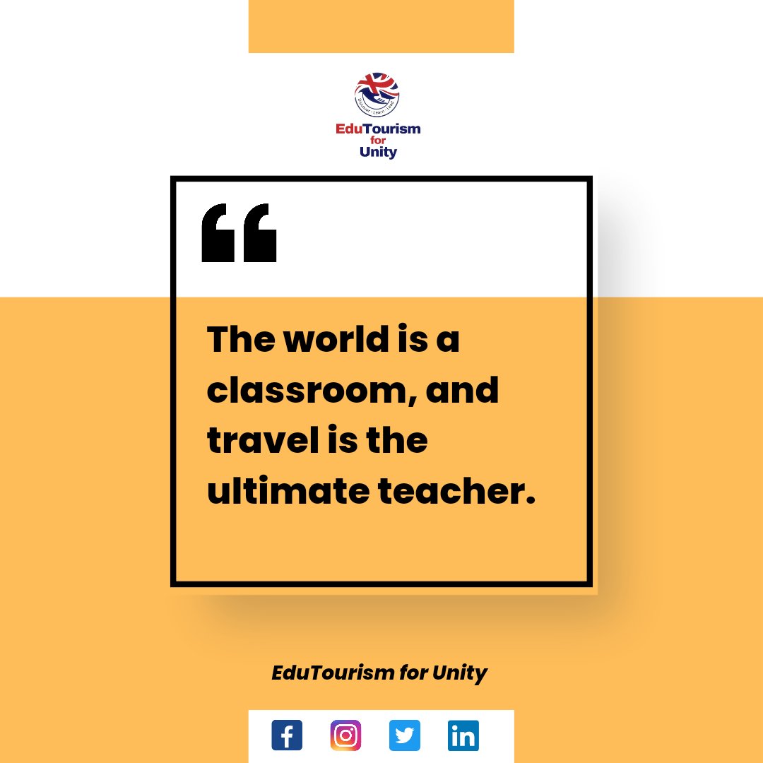 EduTourForUnity's tweet photo. Our educational tourism programs are designed to provide individuals with an immersive and enriching educational experience that goes beyond traditional classroom learning. 

#EduTourismForUnity #Discover #Learn #Lead #travel #world #classroom #teacher #sustainable https://t.co/PjhRIi4Asf
