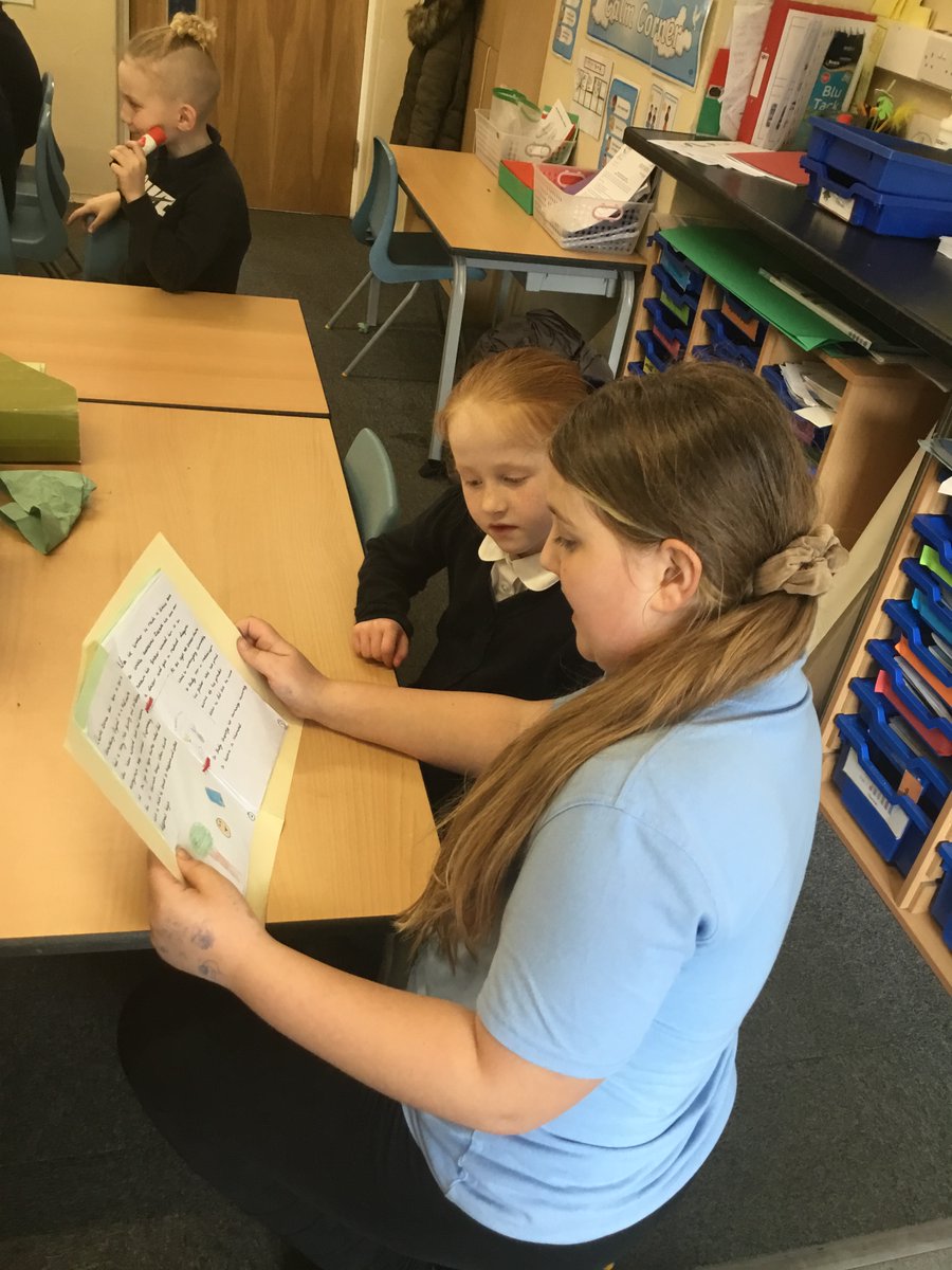 Year6Beck's tweet photo. This week, year 6 finished publishing their Charles Darwin biography books and read their books to @BeckYear2 children. Both year groups got to practice their speaking and listening skills. #BeckWriting https://t.co/C05y3tCsb3