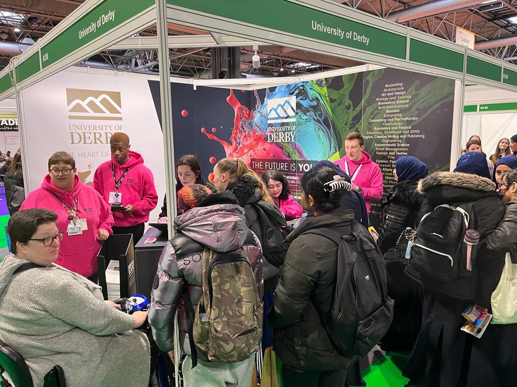 Rocking and rolling here in Birmingham at the NEC for “What University Live?”. Please head over to our stand to learn more about <a href="/DerbyUni/">University of Derby</a> and all things related to higher education! #DerbyOutreach