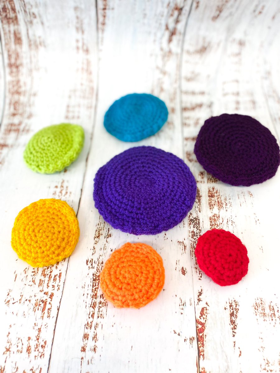 CrochetPot's tweet photo. Some More Montessori inspired disc, this time in brighter rainbow colours 🪄🧶⭐️🥰 #thecrochetpot #crochetmagic #handmade #handmadegifts #crochetgifts #uniquegifts #childrenandbabies #toys #montessori #discs #rainbow https://t.co/1626xO3gVW