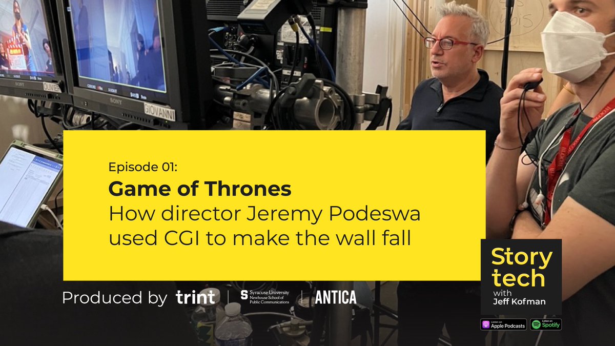 StoryTechPod's tweet image. Listen to episode one of StoryTech to hear 
@JeffreyKofman talk to visionary director Jeremy Podeswa about bringing @HBO's  most successful series, @GameOfThrones, to life. Download now on all major podcast platforms. trint.com/storytech 

#podcast #StoryTech #GameOfThrones