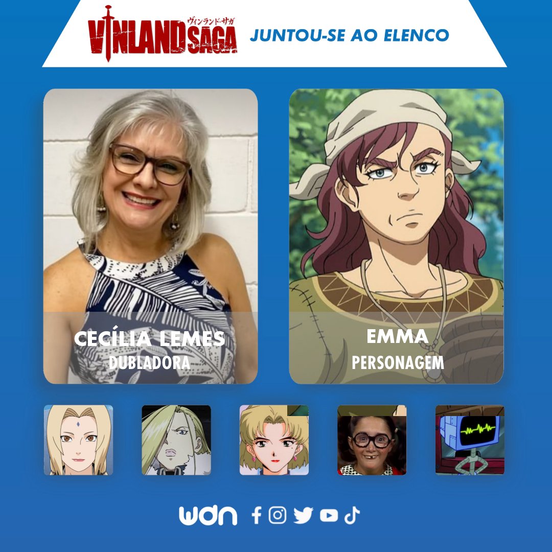 WDN - World Dubbing News on X: ⚔️ Novos dubladores juntam-se ao elenco de Vinland  Saga (Netflix): • Felipe Zilse como Einar • Cecília Lemes como Emma   / X