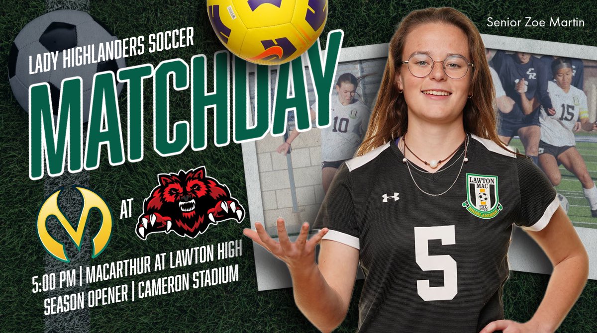 LawtonMacWSOC's tweet photo. It’s finally here!!
⚽ » Season Opener
🆚 » Lawton High
📍 » Cameron Stadium
🕔 » 5 p.m.
📺 » OSN | https://t.co/FQ7CTYQBAc
#GoBigMac ☝🏻⚽️ https://t.co/GHaNj445ln