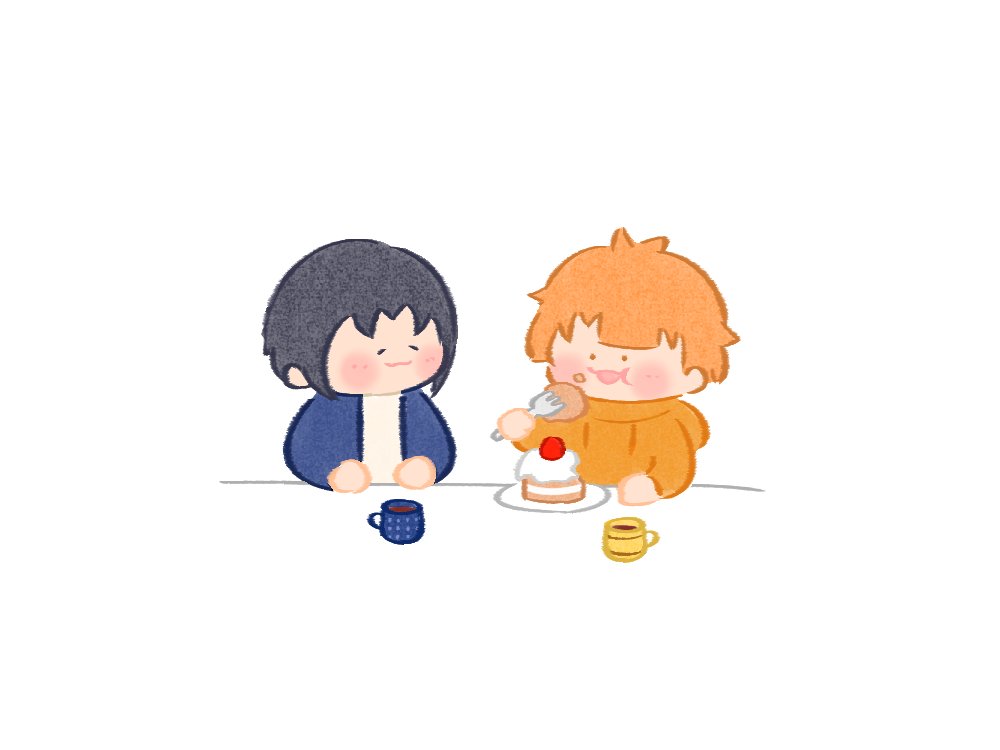 food fork black hair cake cup chibi orange hair  illustration images