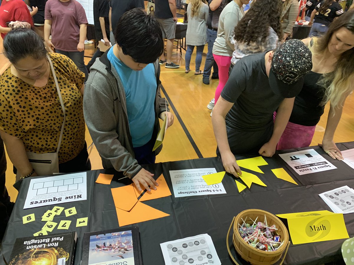 ACoopDawg's tweet photo. Had a blast at Freshmen Orientation meeting our upcoming students. Talked about our mathematics course progression, graduation requirements, and AP and Dual Enrollment. Best part was watching the students and parents engage in some puzzles! https://t.co/Gz8iRLwz5z