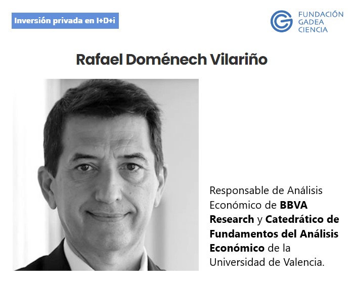La materia sobre "La inversión privada en I+D+i" estará a cargo de nuestro consejero <a href="/rdomenechv/">Rafael Domenech | @BBVAResearch & @UV_EG</a>

Contamos con los mejores científicos y profesionales para compartir su experiencia en el programa #GEDIIT 

Infórmate🧐y solicita tu plaza 🎓: gadeaciencia.org/gediit/

#CulturaGadea