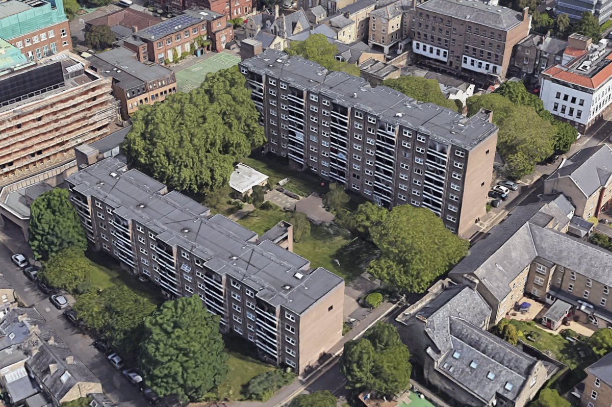 PhilRodgers's tweet photo. On 14 March @camcitco's Housing Scrutiny Committee will be considering a plan to demolish and redevelop Hanover Court and Princess Court, two large blocks of flats in the Newtown area (quite close to my office). https://t.co/GBl0BhdrFv https://t.co/h6PRa7UGMk