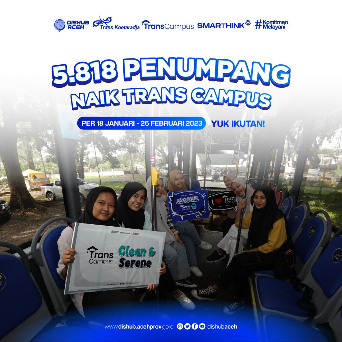 dishub_aceh's tweet photo. Layanan feeder #TransCampus sudah sebulan beroperasi,lho. Terus, bagaimana pendapat Rakan, khususnya mahasiswa, mengenai layanan Trans Campus selama ini?
#DishubAceh
#TransKutaraja
#Mahasiswa https://t.co/j48tw3J83l
