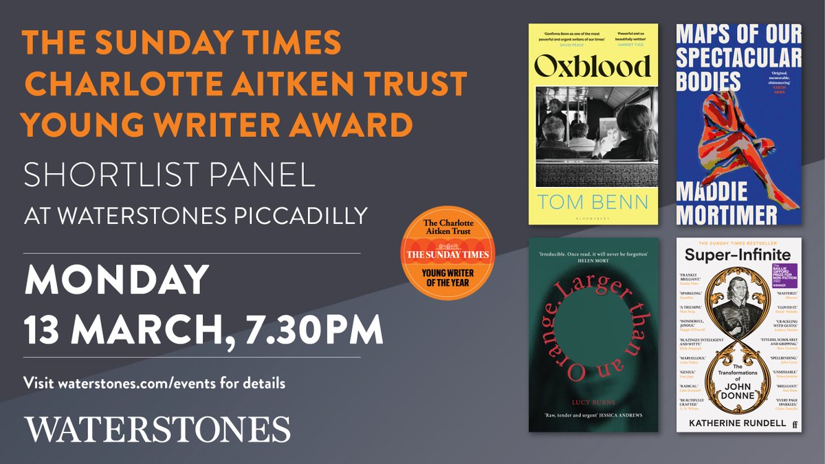 FMcMAssociates's tweet photo. Don't miss this year's @YoungWriterYear shortlist, @Tom_Benn, @lucyburns66, @MaddieMortimer and Katherine Rundell, in conversation with @SebastianFaulks at @WaterstonesPicc on Monday, 13th March, 7:30pm.

🎟️ Tickets https://t.co/r7aHTtWMM2 https://t.co/puVgI9oATv