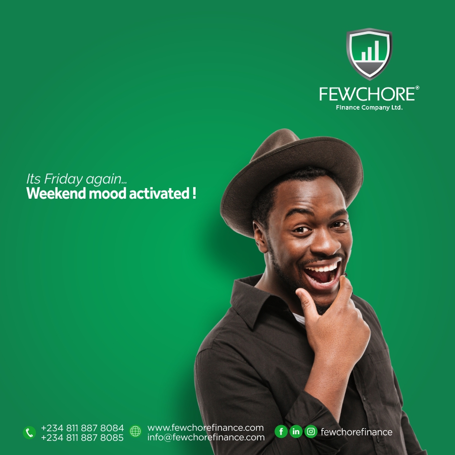 Cheers to a beautiful weekend 🥂

Visit our website or call us to get started. Kindly contact us on: 08118878084, 08118878085 or fewchorefinance.com info@fewchorefinance.com
