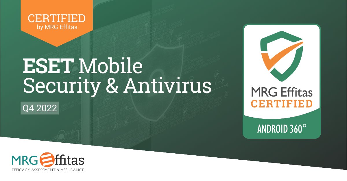 mrgeffitas's tweet image. Many congratulations to the @ESET team for their Mobile Security &amp;amp; Antivirus app gaining certification our Android 360° Efficacy Assessment for Q4 2022! 📱🔒

View the report in our test centre: mrg-effitas.com/test-library/

#AndroidSecurity #AVTest #AndroidAV