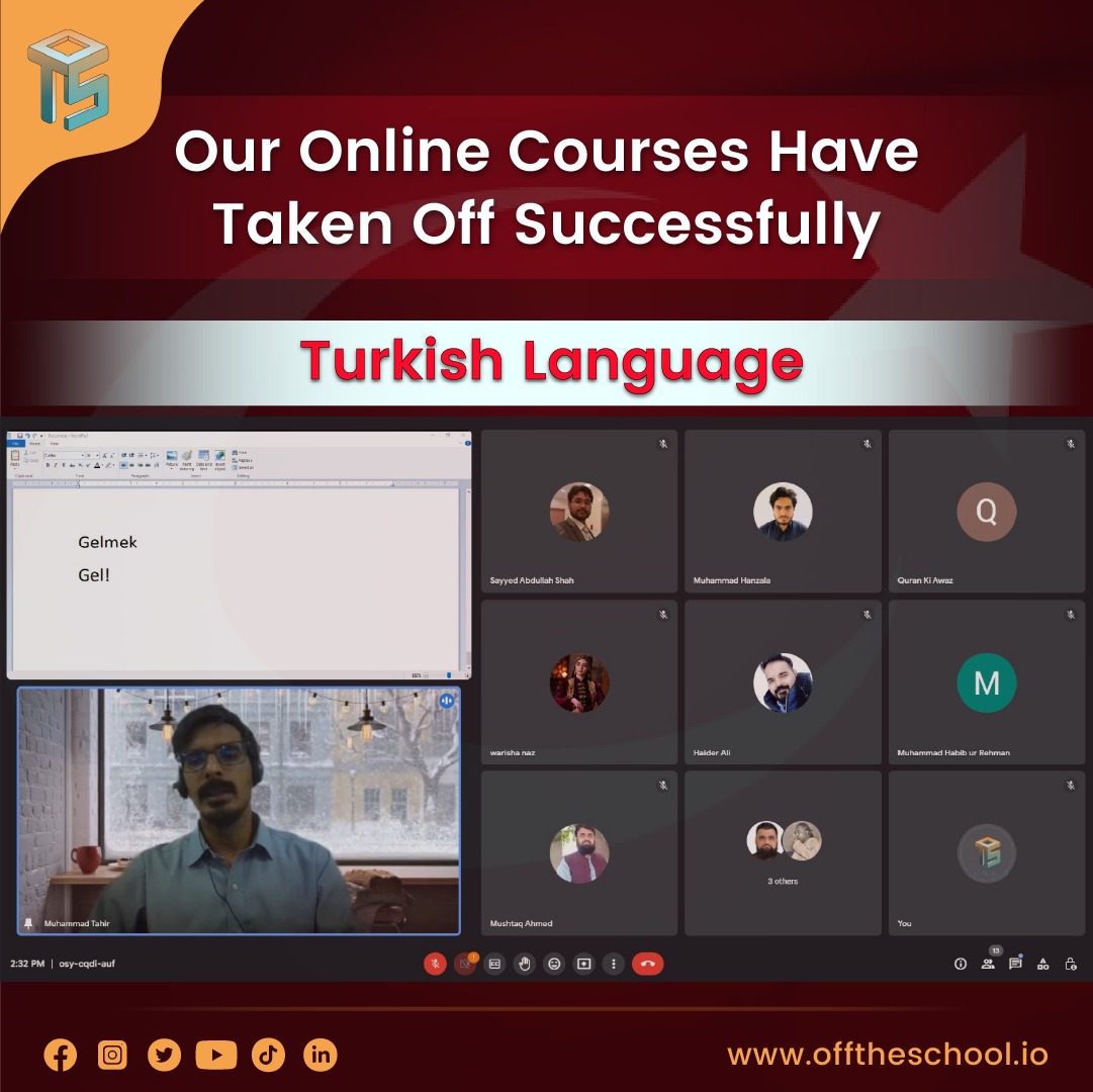 offtheschool's tweet image. Our Turkish live classes have successfully taken off. The students are actively taking part and learning with Sir Hassan Khan

You can pre-register for our next online session by this link. 
bit.ly/Pre-Registrati…

#onlinecourses #liveclasses #learnturkishonline #offtheschool