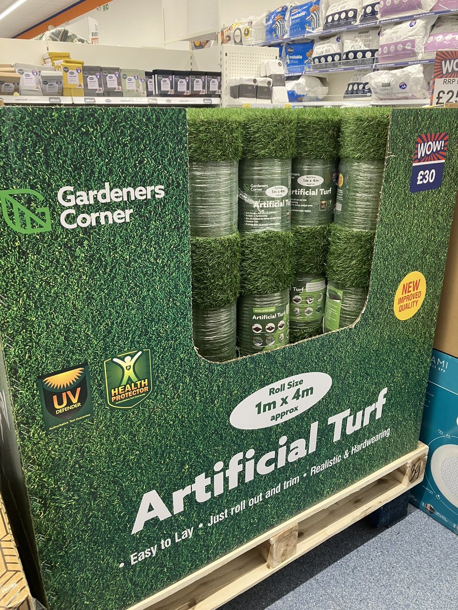 Facing a #climateCrisis so B&M put this nonsense out for sale. 
Micro plastic pollution with the added benefit of toxins leaching into the environment your loved ones sit in. Absolute madness. @Shitlawns