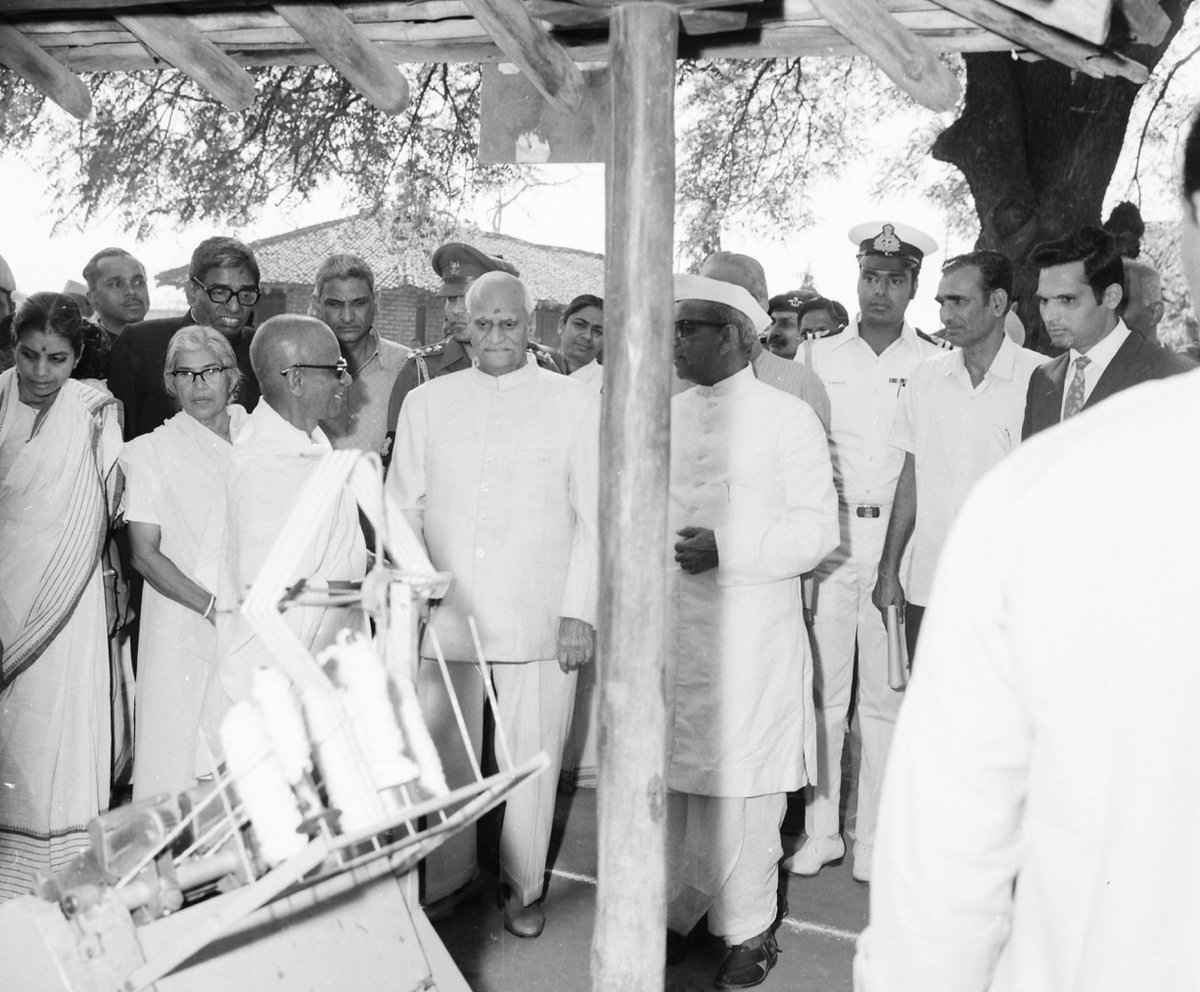 March 3, 1974: President Shri VV Giri visiting Mahatma Gandhi's Sevagram Ashram in Wardha, Maharashtra.