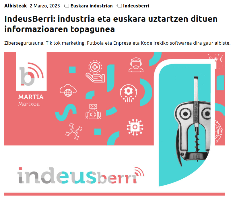 codesyntax's tweet photo. Urtzi Odriozola @urtzai  lankidearen "Zibersegurtasunaren oinarriak eta gomendio batzuk norbanako, erakunde eta elkarte txikientzat" artikulua jaso du INDEUSBERRI, industria eta euskara uztartzen dituen buletinak. Interesgarria. Hemen duzue: https://t.co/2BTIDi6Qkz https://t.co/buz8A8riPx