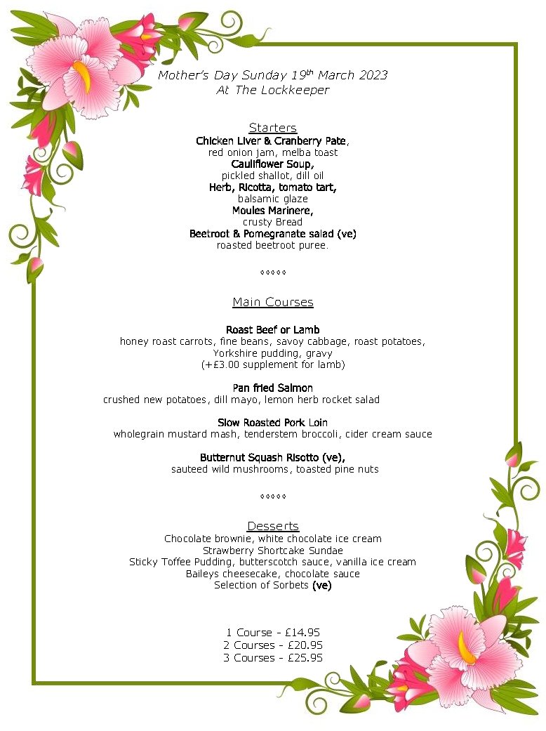 Lock keeper Chester (@lockchester) on Twitter photo Arguably the most important day of the year. Mother's day Sunday 19th March. Please find our Mother's day menu. Bookings are now available. Book direct at thelockkeeper.co.uk/contact/#booki… or give us a call at 01244 980773 <a href="/welovegoodtimes/">We Love Good Times™</a> <a href="/chestertweetsuk/">#chestertweets</a> <a href="/BeersInChester/">Beers In Chester</a> <a href="/TasteCheshire/">Taste Cheshire</a> Arguably the most important day of the year. Mother's day Sunday 19th March. Please find our Mother's day menu. Bookings are now available. Book direct at thelockkeeper.co.uk/contact/#booki… or give us a call at 01244 980773 <a href="/welovegoodtimes/">We Love Good Times™</a> <a href="/chestertweetsuk/">#chestertweets</a> <a href="/BeersInChester/">Beers In Chester</a> <a href="/TasteCheshire/">Taste Cheshire</a>