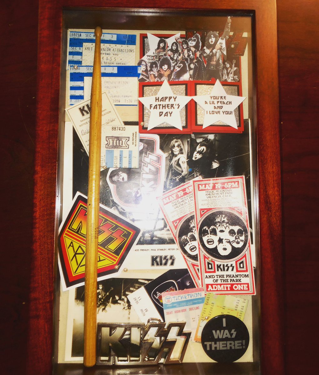 boboedy's tweet photo. My wife framed my @kiss collection. I doubt even @genesimmons has the @PeterCriss drumstick from 1978. #KISSARMY #kiss #kisscollection #memorabilia #rockandroll #favoriteband #IWasThere https://t.co/9gXRI8lwFg