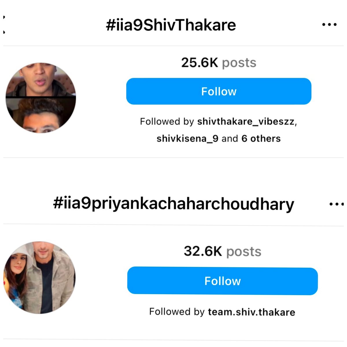 Guy's focus on this it's important..

Use more hashtag of #iia9ShivThakare in Insta

#ShivThakare 
@ShivThakare9 @ShivThakareFC @ShivThakareTM 
#shivkisena 
#ShivThakarefans