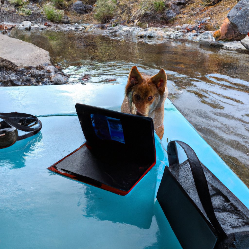 TechieDogs's tweet photo. Finnish Spitz dog progamming at Hot Springs with a ASUS Chromebook Flip. #TechieDogs https://t.co/7yGCHmXxpB
