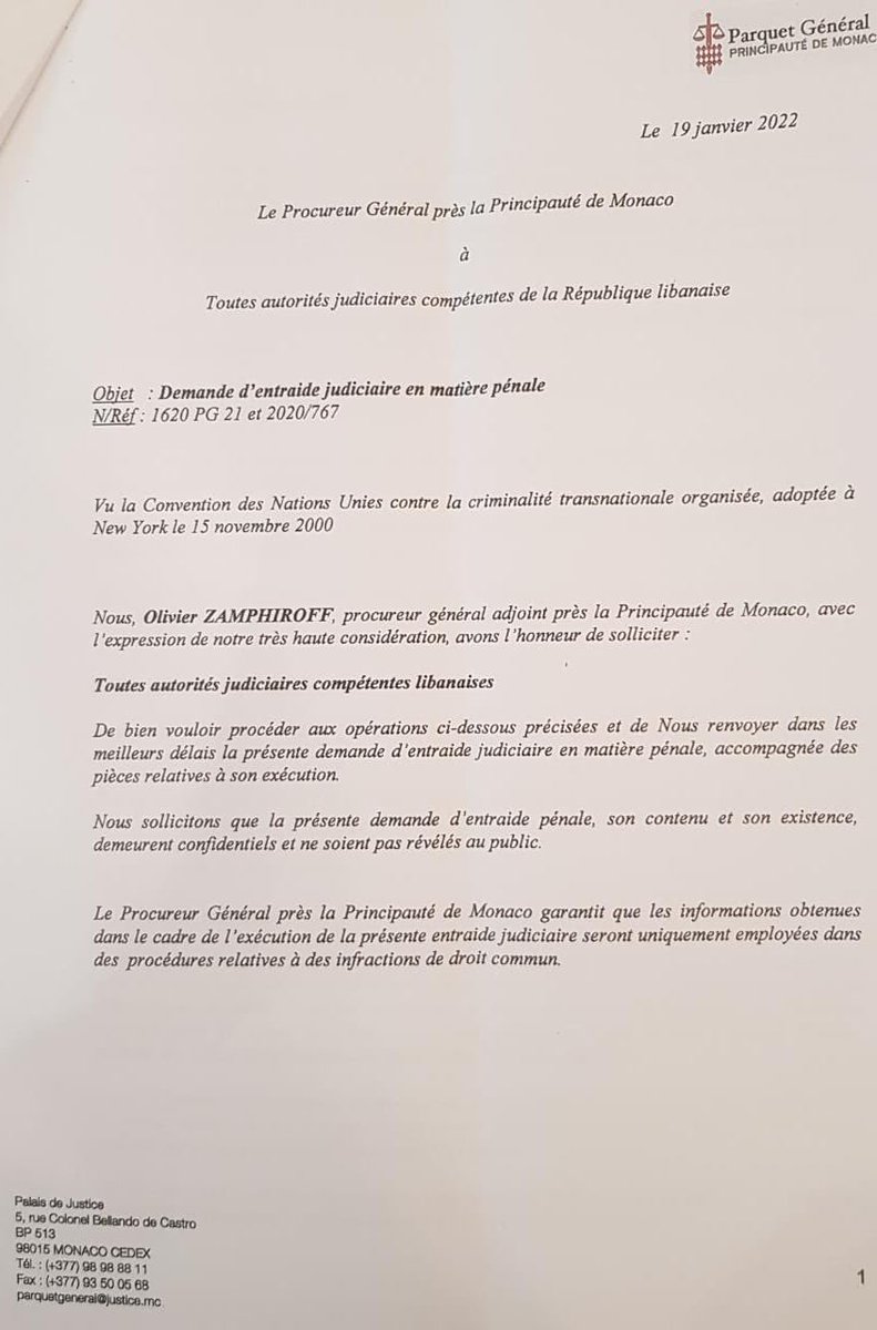 OEILiban's tweet photo. Having received a request for #legal #assistance related to the #Mikati’s embezzlement case, the first investigating #judge at #Beirut Court Charbel Bou Samra classified the matter as #timebarred. In #Lebanon, there is no #precription in embezzlement cases. https://t.co/6RGi3HraA7