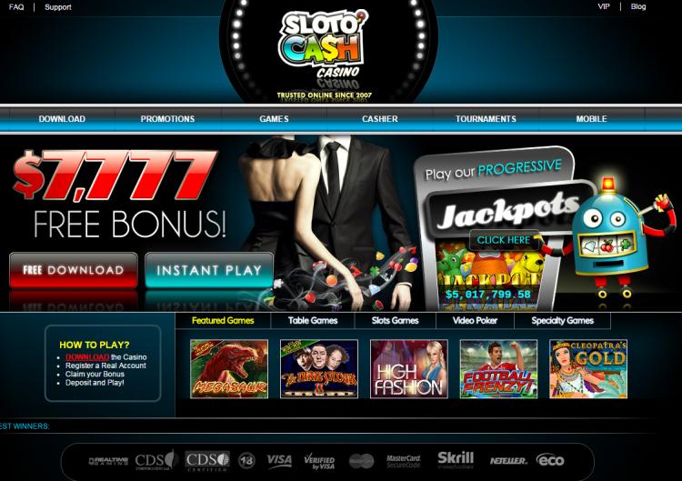 $500 deposit bonus and 50 free spins at Sloto Cash casino