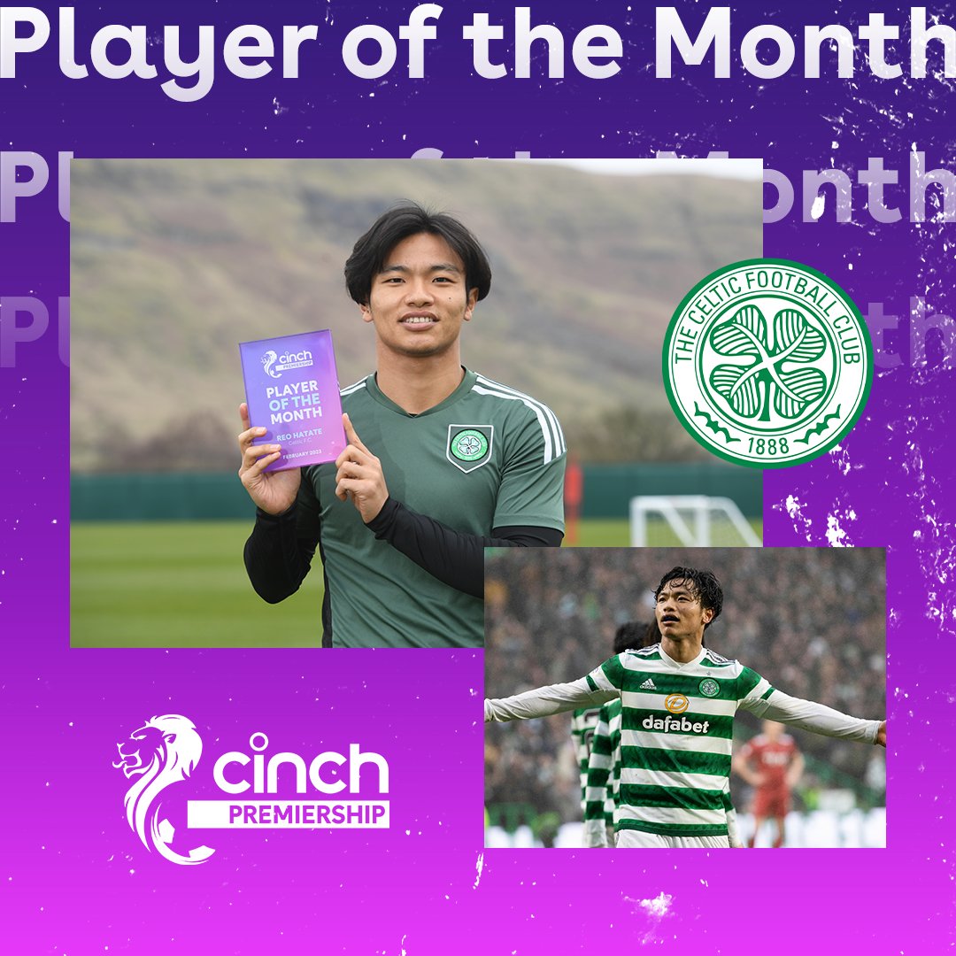 spfl's tweet photo. 🏆 Congratulations to @CelticFC's Reo Hatate who has been presented with the @cinchuk Premiership Player of the Month award for February!
#cinchPrem https://t.co/QrjBcwb4rs