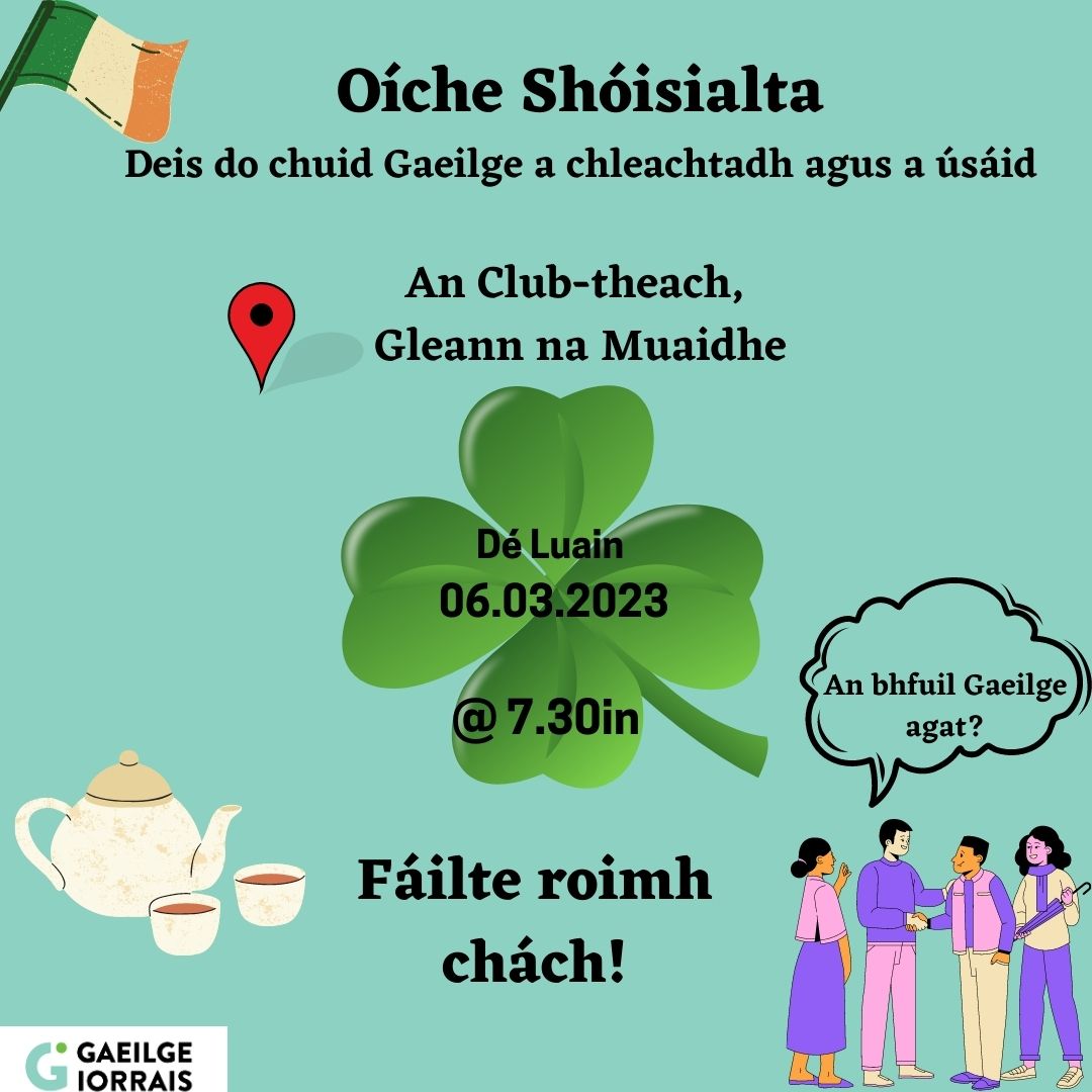 Gaeilge Iorrais (@gaeilgeiorrais) on Twitter photo ✨Oíche Shóisialta✨
Beidh Oíche Shóisialta sa Club-theach i nGleann na Muaidhe 06.03.23 ag tosú @7.30.in
Tae, caife & sólaistí ann & Fáilte roimh chách!
<a href="/CillChomainGAA/">Cill Chomáin GAA</a>
#gaeilgeiorrais
#seoíanghaelacht ✨Oíche Shóisialta✨
Beidh Oíche Shóisialta sa Club-theach i nGleann na Muaidhe 06.03.23 ag tosú @7.30.in
Tae, caife & sólaistí ann & Fáilte roimh chách!
<a href="/CillChomainGAA/">Cill Chomáin GAA</a>
#gaeilgeiorrais
#seoíanghaelacht