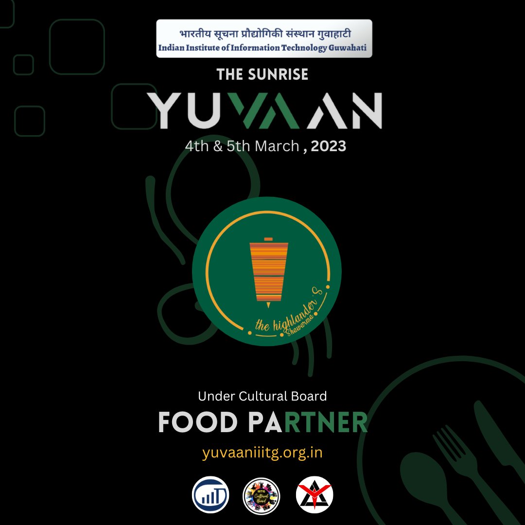 Yuvaan_IIITG's tweet photo. YUVAAN proudly announces THE HIGHLANDER'S SHAWARMA as our exclusive food partner for YUVAAN 2023.
#iiitg #yuvaan #heyuva #foodpartner https://t.co/siooQz1L1G