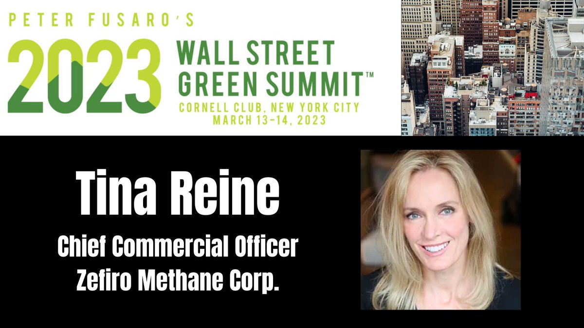 Let's talk '#MethaneCapture for #CarbonOffsets'.

Join Tina Reine of @ZefiroMethane at the 22nd #WallStreetGreenSummit during session 6, Decarbonization and CarbonTech 2.0. 

Register now. Join us in #NYC or on #Zoom; March 13-14.