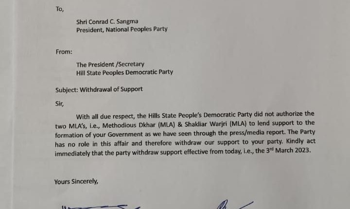 TMCforMeghalaya's tweet photo. President of the Hill State People’s Democratic Party (HSPDP) KP Pangniang says, his MLAs are not supporting NPP-BJP. 

Is @SangmaConrad pressurizing the two MLAs? 

#NPPbetraysPeopleOfMeghalaya https://t.co/MdnrZzXu4Y