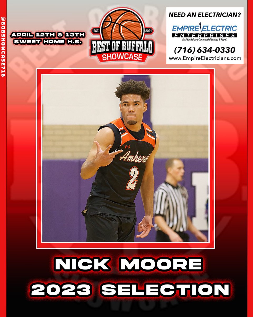 BOBShowcase716's tweet image. 🚨 @clutch_moore is confirmed for the 3rd Annual Best Of Buffalo Showcase! 🚨 
The Amherst Senior averaged 16.9 PPG, 7.4 RPG, and 5.2 APG for the 19-3 tigers.
His season highs were 23 &amp;amp; 12 vs Starpoint, and a 18-13-11 triple double vs Hamburg 
Welcome Nick!!!