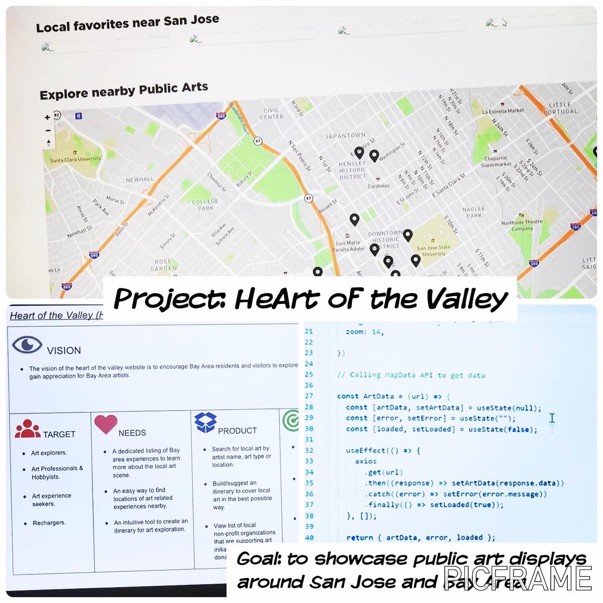 OpenSourceSJ's tweet image. &lt;3 I’m genuinely impressed by the progress HeArt of the Valley has made. Their project manager Anita did a demo with front-end engineer Nicole to showcase
Repo —&gt; github.com/codeforsanjose…
#codeforsanjose #bayarea #softwareengineer
instagram.com/p/CpVa9A_uliA/…