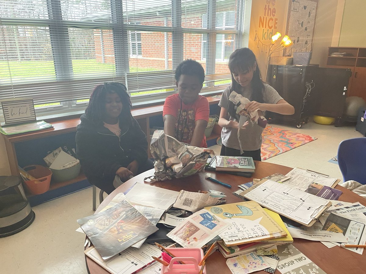 Mrs_BGunter's tweet photo. STEM project today in third grade! Kiddos read Hoop Genius all week and today they built newspaper towers that had to hold a basketball for 20 seconds! All students succeeded! #learngrowlead #cees #lexcs #STEM #thirdgrade #jacketpride https://t.co/ExnrGzM6Np