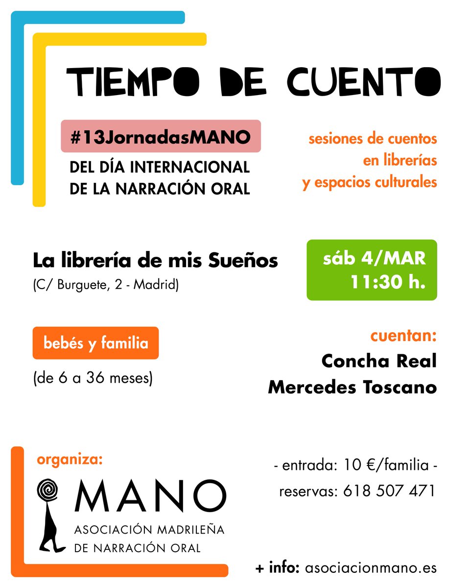 Mamymechu's tweet photo. Mañana 4 de marzo la fiesta sigue en LA LIBRE DE BARRIO https://t.co/sBxToMrkVh, LIBRERÍA MUGA https://t.co/Svl4u40xCW, y Concha Real y yo contaremos para Bebés en LA LIBRERÍA DE MIS SUEÑOS https://t.co/XGAeoitiqA Hay mucho más, mira en la web de MANO #13JornadasMANO https://t.co/b6bQGUSeiJ