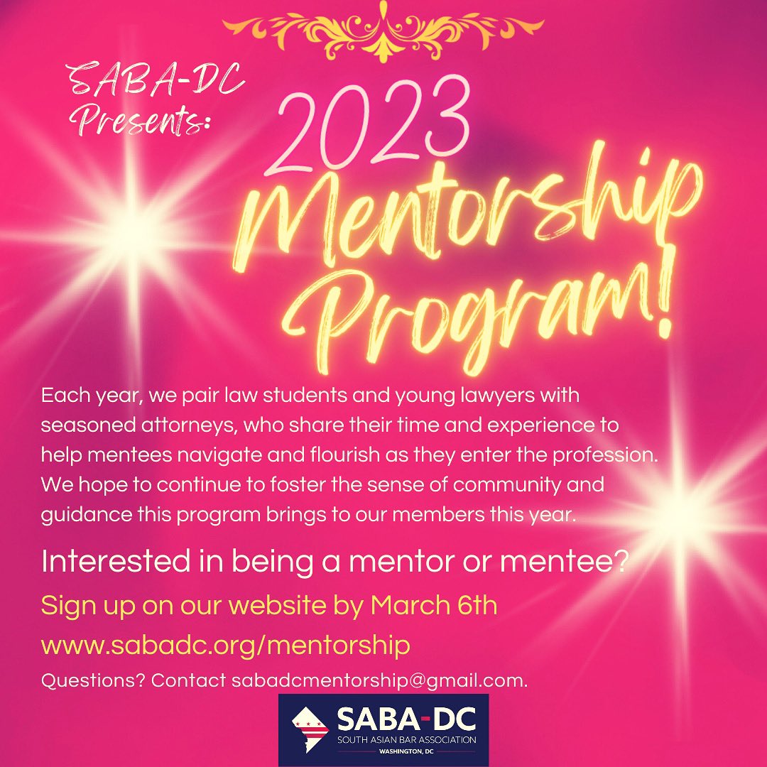 SABADC's tweet image. Sign up for the #SABADC mentorship program by Monday! This rewarding program connects attorneys at various career stages with mentors &amp;amp; mentees, taking into consideration several factors to find everyone a great fit. Make new lasting connections! sabadc.org/mentorship