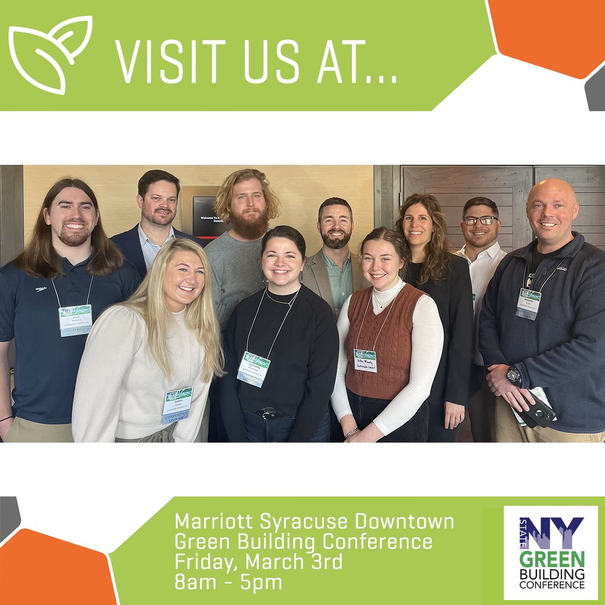 We’re here all day! Come visit us at the 2023 Green Building Conference at the Syracuse Marriott! <a href="/sunyesf/">SUNY ESF</a> 
 
#nysgbc2023 #greenbuilding #buildinggreen #sustainability