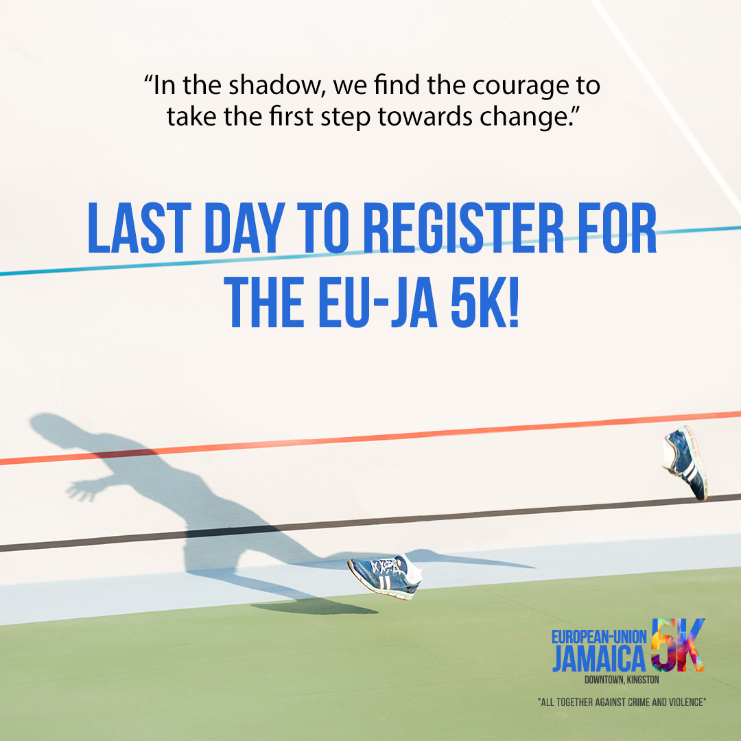 Today is the LAST day to register! 🏃🏽‍♀️🏃🏽🏅💨

Let's take action! Together we can make a difference! 

Visit runningeventsja.com for RACE INFORMATION &amp; REGISTER NOW 

#TogetherWeCan #EUJA5K #SeeYouOnTheRoad #RunningEventsJa #RoadRace #AllTogetherAgainstCrimeAndViolence