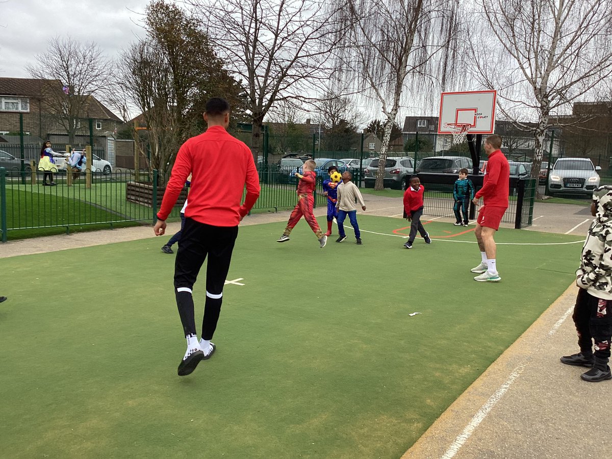 Sam Ling and George Saunders from Dagenham and Redbridge football club came and read some stories for the children for World Book Day. We even had time for a kick about!