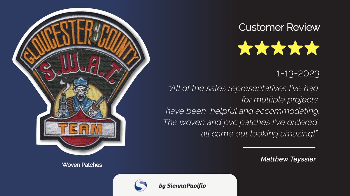 Our customers love ❤️their custom #wovenpatches.  You can also make yours the easy way with Sienna Pacific. Learn more: bit.ly/3AVlOpb