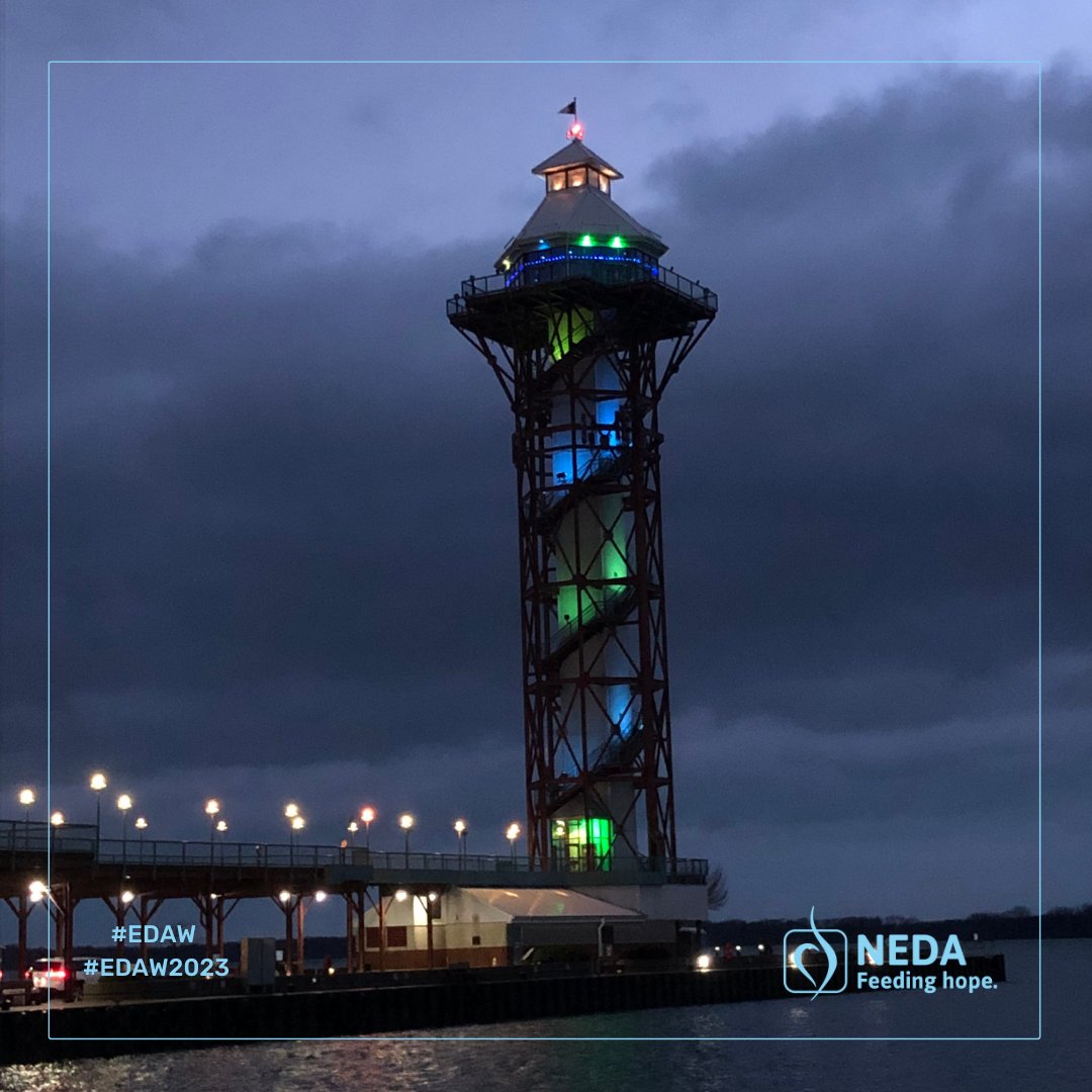 NEDAstaff's tweet image. We love seeing landmarks across the country lit up for Eating Disorders Awareness Week. Tag us in photos of lightings near you @NEDA and with the hashtags #EDAW #EDAW2023 💚