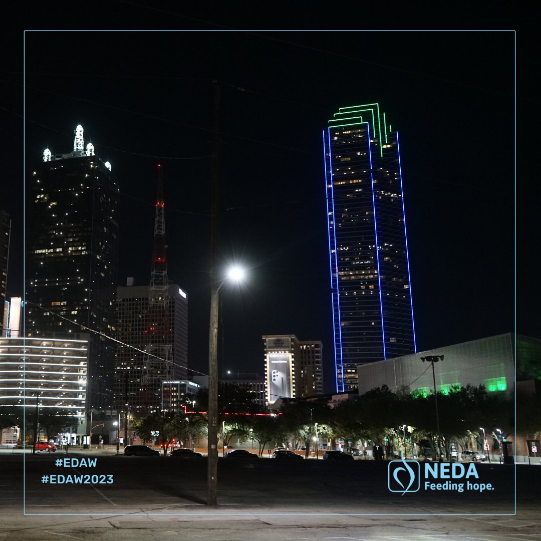 NEDAstaff's tweet image. We love seeing landmarks across the country lit up for Eating Disorders Awareness Week. Tag us in photos of lightings near you @NEDA and with the hashtags #EDAW #EDAW2023 💚