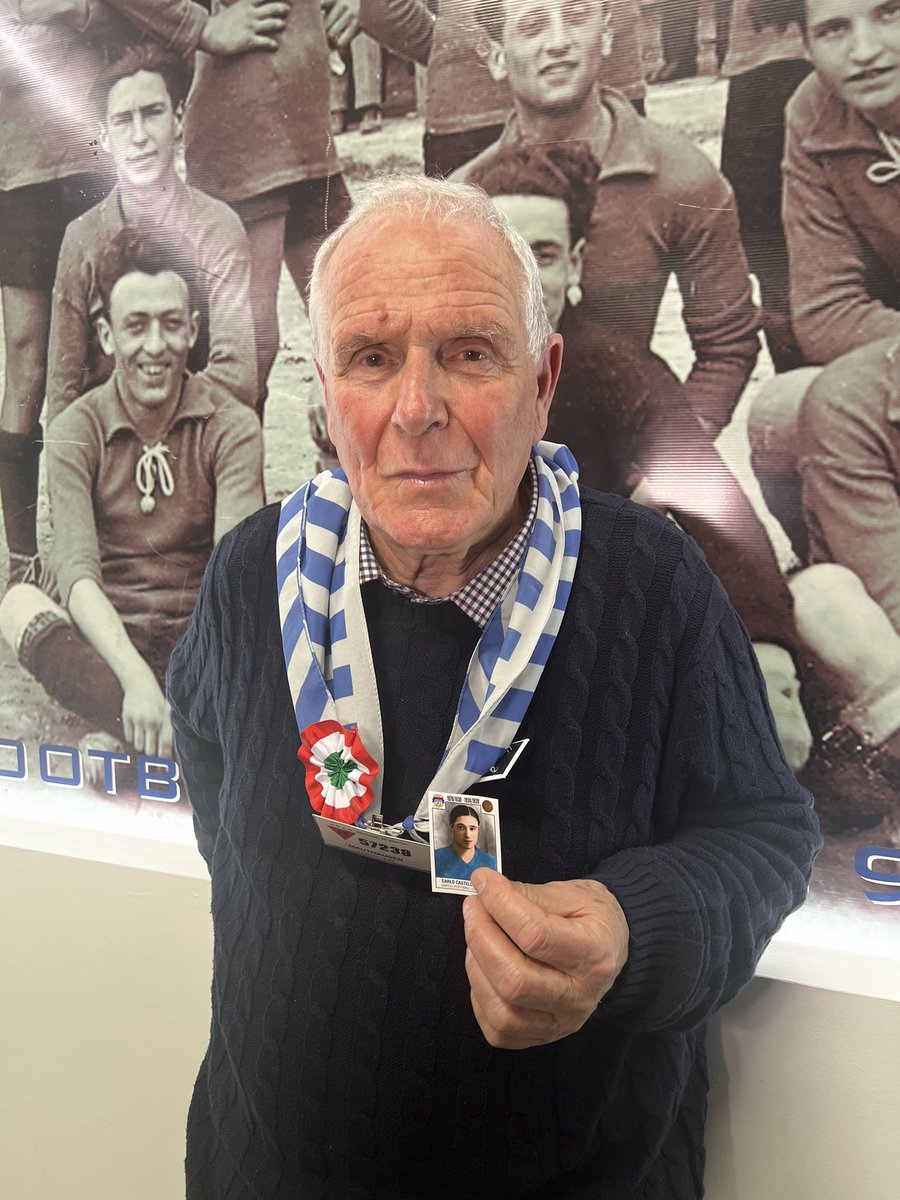 SaraMeini's tweet photo. Da oggi esiste una figurina storica di Carlo #Castellani, quel calciatore-bomber dell'Empoli, vittima dell'Olocausto. Franco, il figlio, aveva 6 anni, quando suo babbo fu deportato e ricorda ancora quei giorni con le lacrime agli occhi. Dovrebbero ascoltarlo tutti. #Memoria https://t.co/FKlMfvDCR9