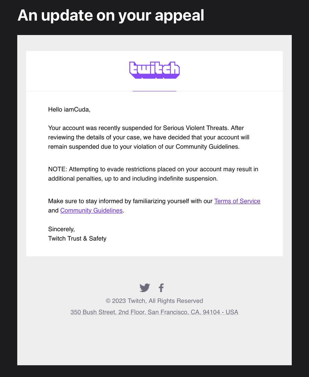 iamcuda's tweet photo. Heartbroken 💔 still don’t know what I did actually to get indefinitely banned @Twitch @TwitchSupport please help https://t.co/xGhLPlaHDL