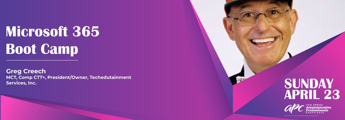 Microsoft 365 Boot Camp

Don't miss the opportunity to attend the #1 Administrative Professional Conference in Canada!

🗓️April 23-26, 2023
📍Toronto, ON • The Westin Harbour Castle Hotel
🔗ow.ly/FPzm50N8oX4

#APCTOR2023 #Conference #Admin #AdminProfessionals