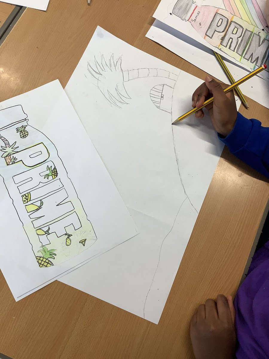TileryPrimarySc's tweet photo. Year 3/4 have started to design their own flavour of @PrimeHydrate to turn them into a persuasive advert. Wonder what @KSI and @LoganPaul would make of their flavours? @prime_tracker #prime #adverts #KSI #LoganPaul #findyourprime https://t.co/BNa9pg7TF8